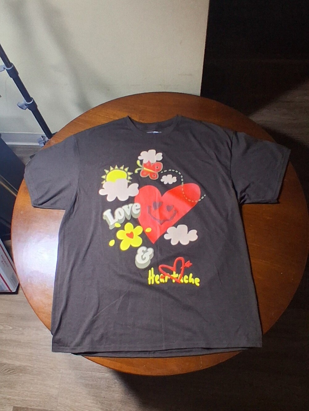 Fashion Nova Mens Graphic Tee - Brown with Red & Yellow Accents